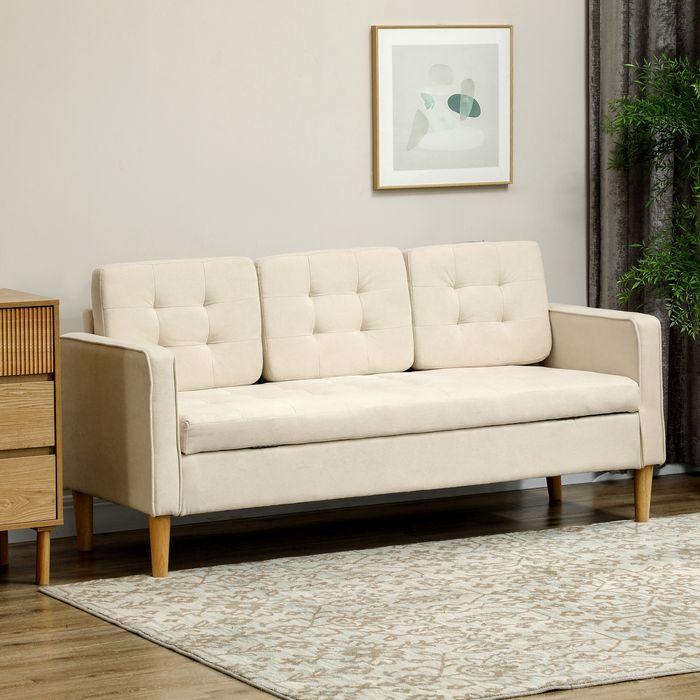 Immagine prodotto Swisshandel24 3 Sitzer Sofa, Couch mit Stauraum, Holzbeine, Samtoptik für Wohnzimmer (3 posti)