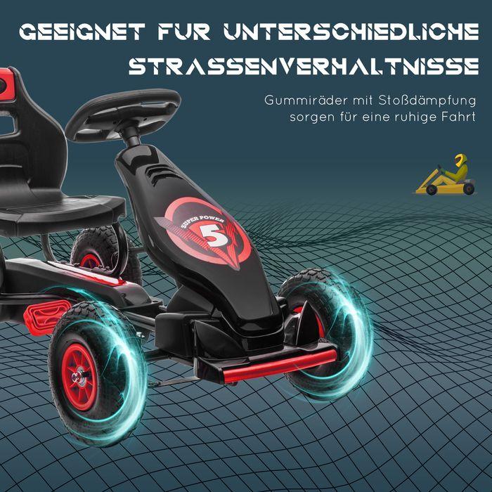 Image du produit Swisshandel24 Gokart, véhicule pour enfants avec siège réglable, véhicule à pédales avec pneus en caoutchouc
