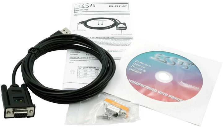 Produktbild Exsys GmbH USB 2.0 zu 1S Seriell RS-232 Port für -40°C bis +85°C (FTDI Chip-Set) (2.50 m)