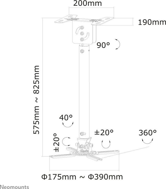 Image du produit Neomounts Montage au plafond C-100 (Plafond)