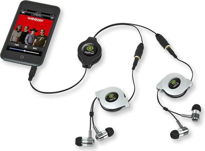 Actual product image ReTrak Retractable headphone splitter (1m, 3.5mm jack)