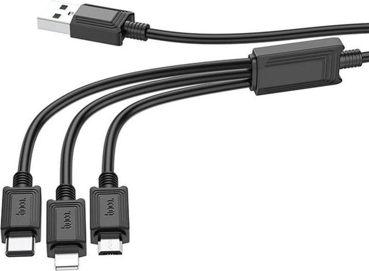 Produktbild Hoco Cable cable 3in1 USB A to Lightning / Micro USB / Type C 2A X76 1 m black (1 m)