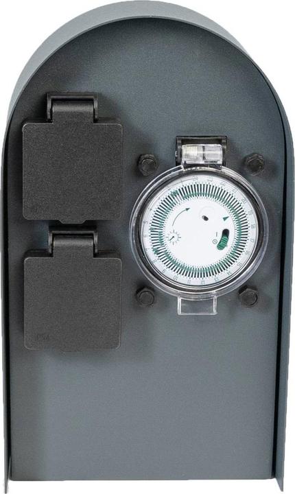 Image du produit Grafner Colonne de prises en acier inoxydable avec minuterie 2 prises extérieures Anthracite Prise de jardin