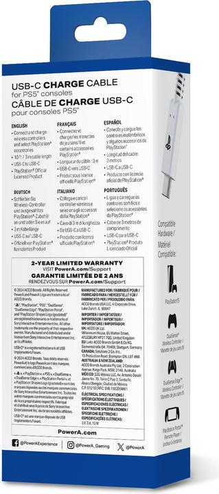 Valori nutrizionali e ingredienti PowerA USB-C Charging Cable for PS5 (PS5)