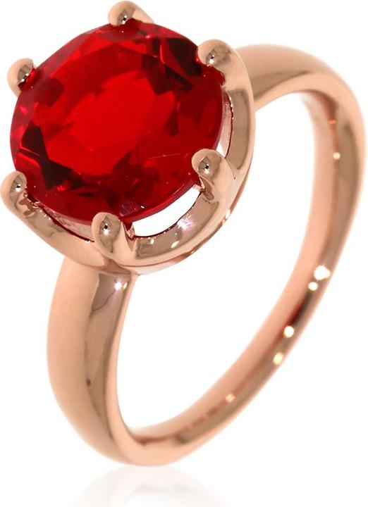 Image du produit Xen Bague avec 10 mm de quartz Red-HT env. 3,6 ct. plaqué or rose (52, Argent 925)