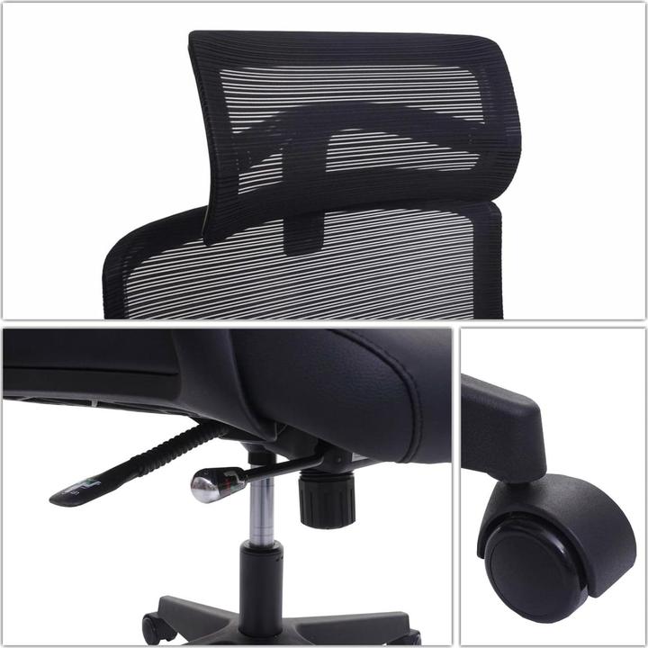 Produktbild Swisshandel24 Bürostuhl, Drehstuhl Schreibtischstuhl, ergonomisch Kopfstütze, Kunstleder grau