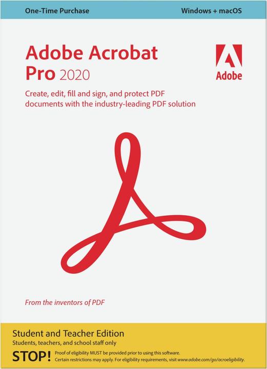 Actual product image Adobe Acrobat Pro 2020 Student & Teacher (1 User, unlimited)
