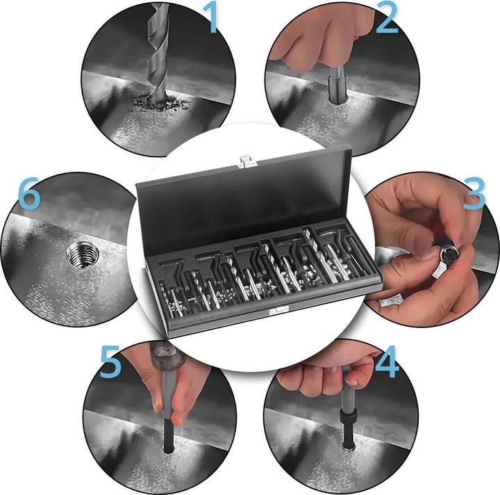 Produktbild Stahlwerk Gewinde-Reparatur-Set 131-teiliger Gewinde-Reparatur-Satz M5 - M12