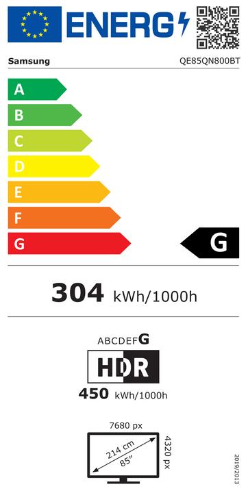 Energie-Label Samsung QE85QN800BT (85", QN800B, NeoQLED, 8K, 2022)