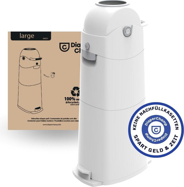 Actual product image Diaper Champ Nappy Pail Large 80 l Silver/White