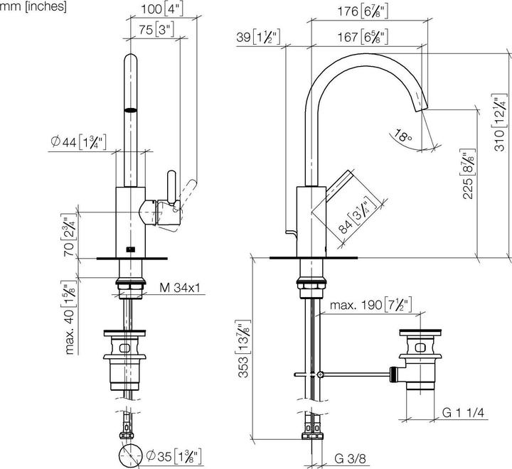 Produktbild Dornbracht 33500661-06 WT-EHM mit Ablaufgarnitur Meta