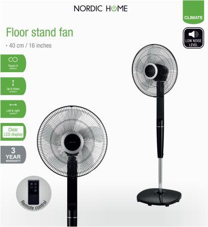 Actual product image Nordic Home Nordichome Pedestal Fan with Remote Control, 40 cm, Low Noise Level, Time