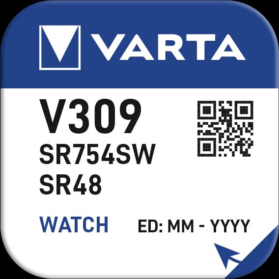 Immagine prodotto Varta V309 / SR754SW - 10 Uhrenbatterien (10 pz., SR48, 73 mAh)