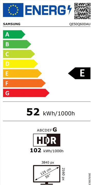 Energy Label Samsung QE50Q60DAUXXH (50", Q60D, QLED, 4K, 2024)