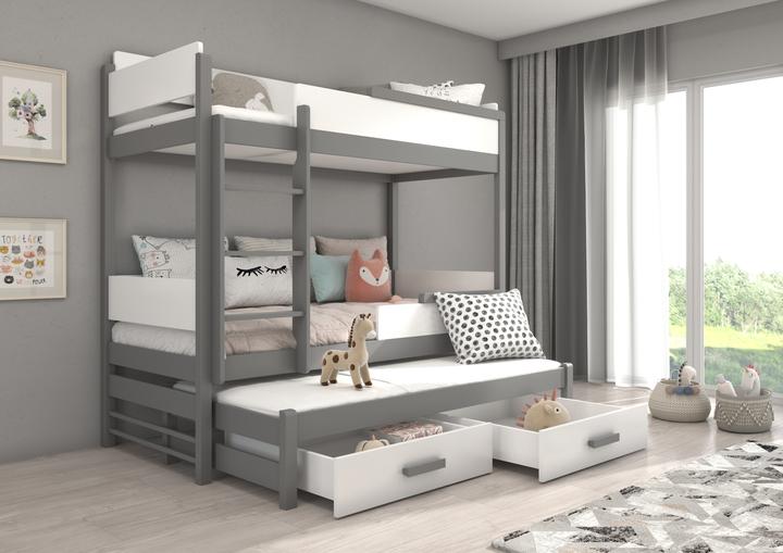 Image du produit ADRK Furniture Lit superposé triple avec matelas QUEEN 180x80 (180 x 80 cm)