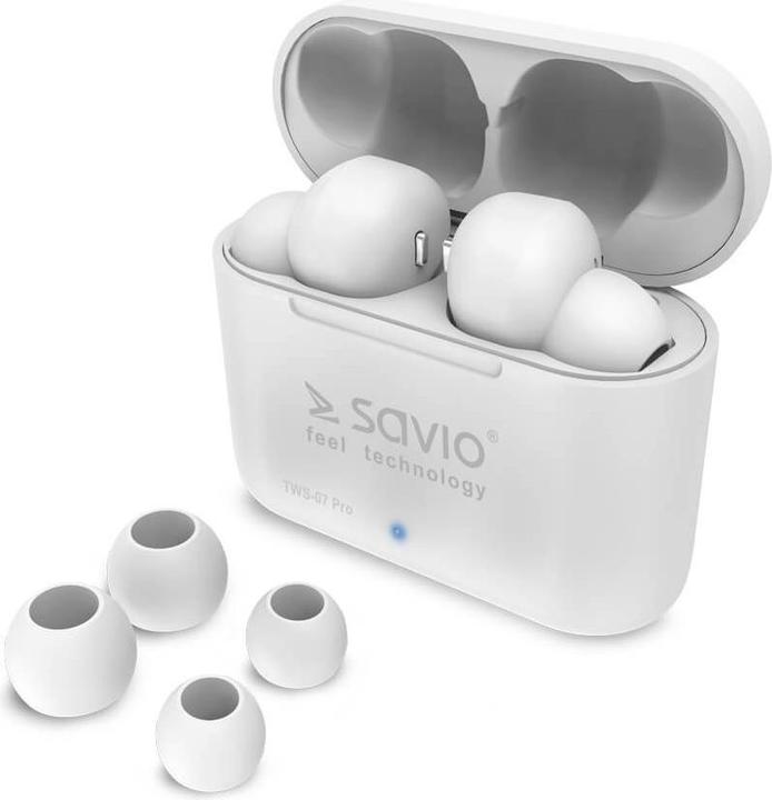Produktbild Savio TWS-07 PRO Bluetooth Earphones Kopfhörer Weiss (4 h, Kabellos)