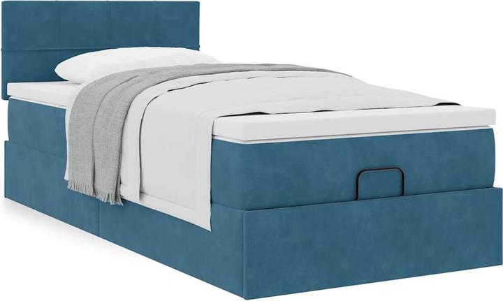 Image du produit VidaXL Lit ottoman avec matelas bleu foncé 120x200 cm velours (120 x 200 cm)