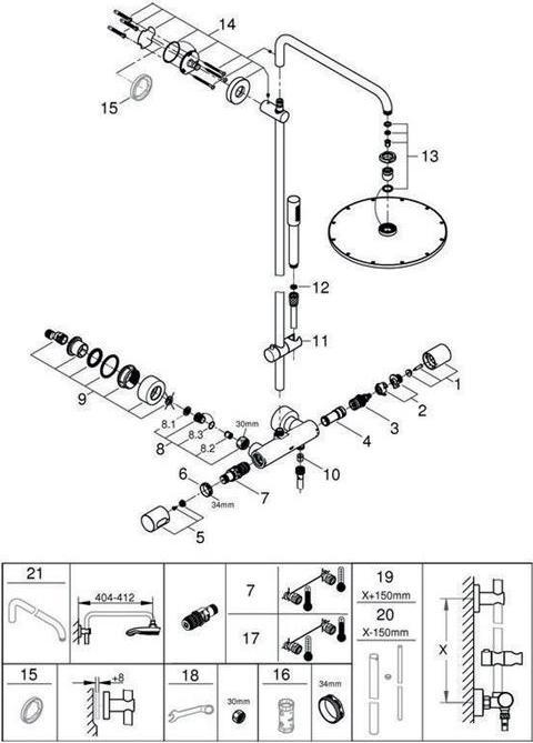 Produktbild Grohe Rainshower System 310 Duschsysteme mit Thermostatbatterie - Chrom (27966000)