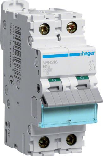 Hager HAG NBN216 Miniature circuit breaker 2P 10kA B-16A 2M