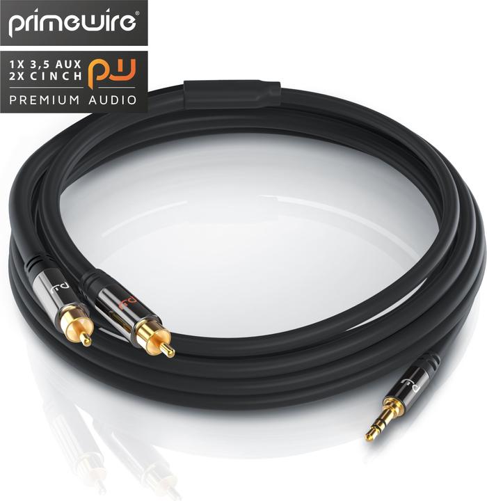 Image du produit Primewire Câble audio RCA vers jack 3,5mm, câble RCA, RCA, AUX, adaptateur stéréo Hi-Fi multi-blindé (7.50 m, Jack 3,5 mm (AUX), RCA)