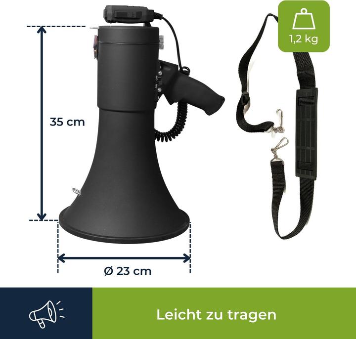 Produktbild Velleman Leistungsstarkes Megaphon mit 50 W, eingebauter Sirene, Aufnahmefunktion, Lautst?rkeregelung, Blueto (Megaphon)