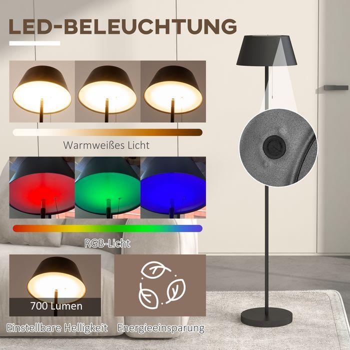 Image du produit Swisshandel24 Lampe solaire, lampadaire LED, 3 niveaux de luminosité, lumière blanche/colorée, cadre métallique (700 lm)