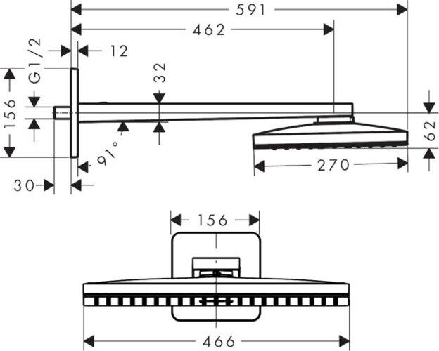 Actual product image Axor ShowerSolutions head shower 460/300 1jet, shower arm, Softcube rosette (1 Beam types, 19 l/min)