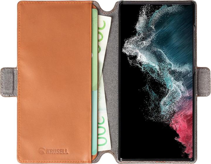 Produktbild Krusell Leather PhoneWallet Samsung Galaxy S22 Ultra cognac (62469) (Samsung Galaxy S22 Ultra)
