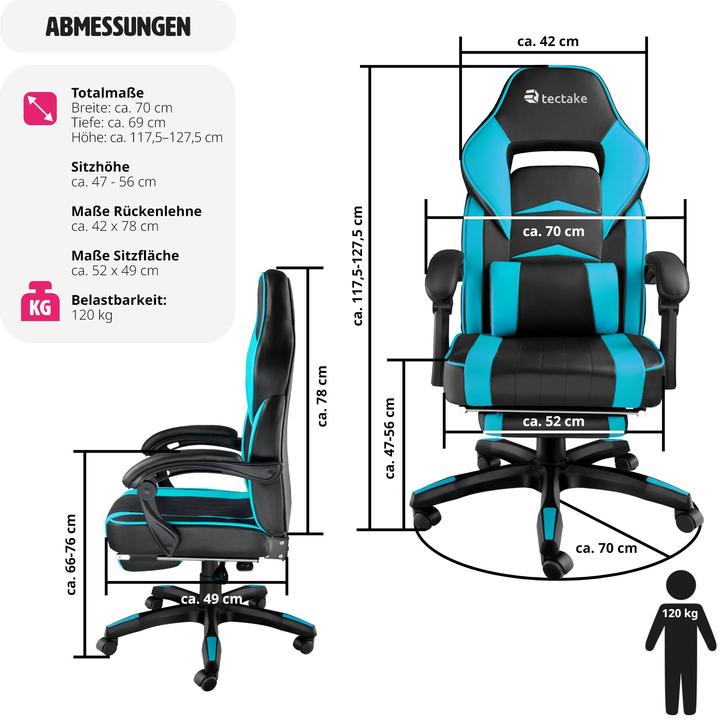 Actual product image tectake Comodo Racing Office Chair with Footrest