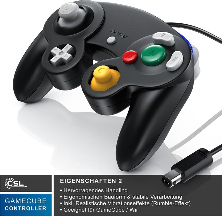 Actual product image CSL 2x Nintendo controller, gamepad for Nintendo GameCube / Wii vibration effects / ergonomic