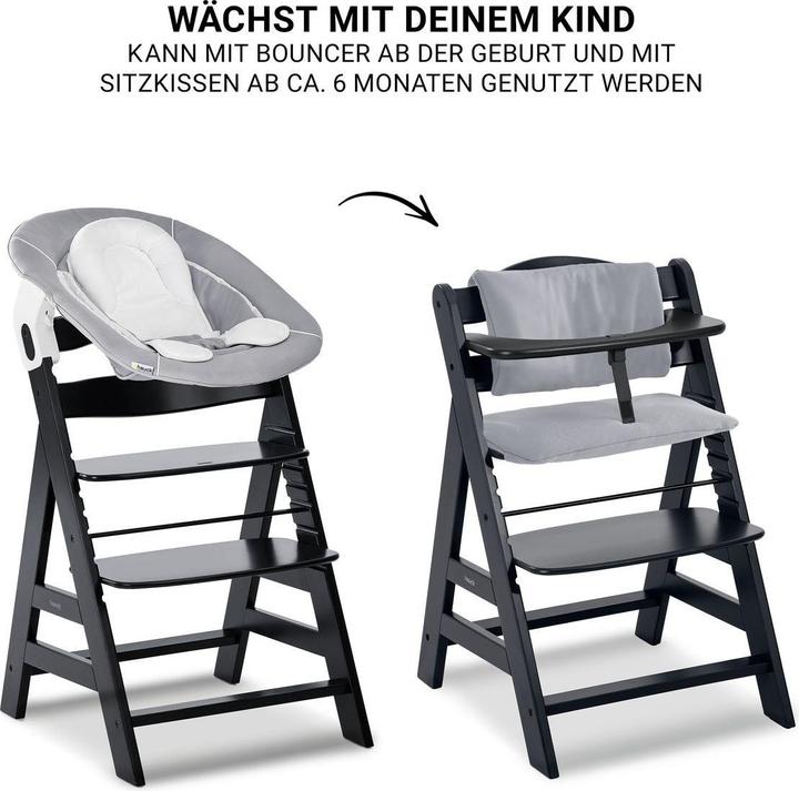 Produktbild Hauck Hochstühle Alpha Plus Black 4-tlg. Newborn Set - Hochstuhl (Hochstuhl)