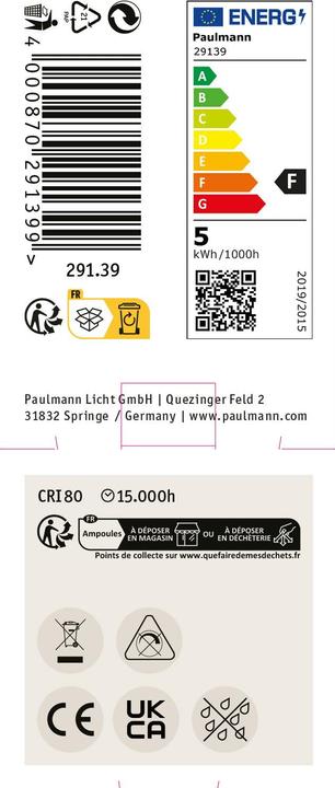 Label énergétique Paulmann Réflecteur (GU4, 4.20 W, 345 lm, 1 x, F)