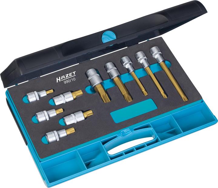 Immagine prodotto HAZET Serie di inserti chiave a bussola per giraviti 990/10 ∙ Attacco quadro, cavo, 12,5 mm (1/2 di…