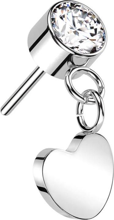 Produktbild Star Piercing Threadless Zylinder silber Kristall silber Anhänger Herz silber (Titan G23, ohne Messing)