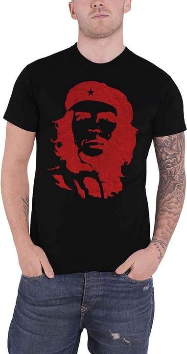 Che Guevara Erwachsene Rot auf Schwarz Baumwolle TShirt
