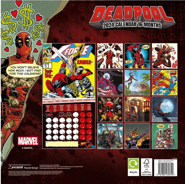 Immagine prodotto Pyramid Calendario Marvel 2024 Deadpool (30 x 30 cm, Inglese)