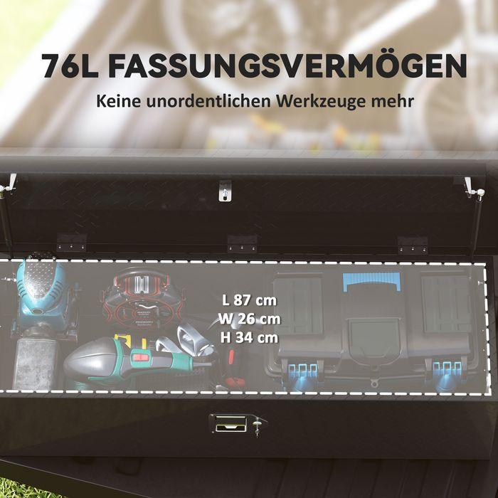 Produktbild Swisshandel24 Stabile Aufbewahrungskiste, Alu, Seitengriffe, Schloss, Werkzeugkasten, 99x33x25,5 cm, schwarz
