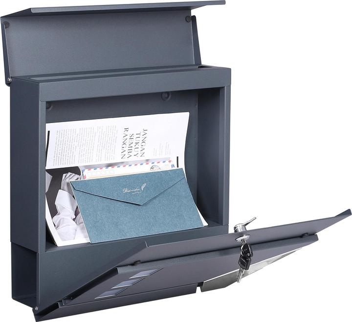 Produktbild Wiltec Briefkasten V48 Anthrazit Edelstahl 370x105x370mm pulverbeschichtet Wand