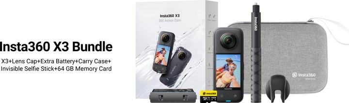 Produktbild Insta360 X3 Advanced Combo (30p, 5.7K, Bluetooth, WLAN)