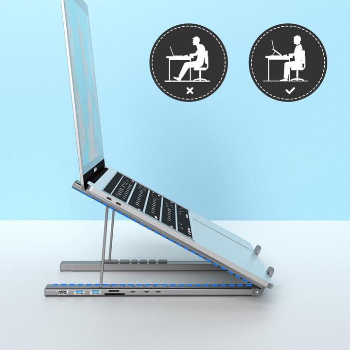 Immagine prodotto Choetech Supporto per laptop 7in1 Docking Station HUB-M48 (nero) (USB-C, 7 Porti)