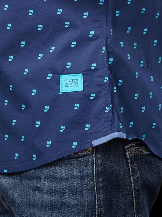 Image du produit Scotch & Soda Ditsy Printed Poplin Shirt Long Sleeve Blue (L)