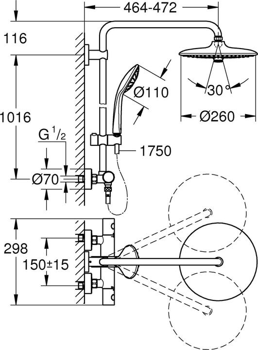 Actual product image Grohe Euphoria System 260 shower system