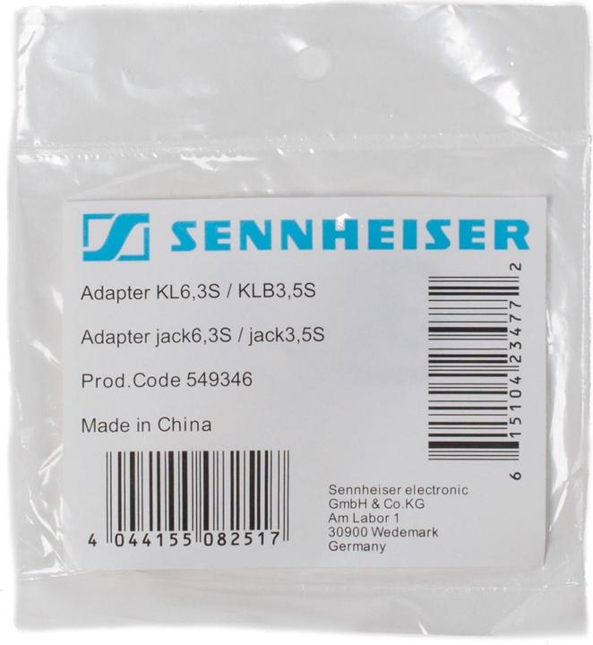 Actual product image Sennheiser Adapter 3.5mm socket - 6.3mm jack (RS 110-II, RS 120-II, PXC 150, RS 180, HD 425, PXC 450, RS 4200-II, PXC 350, PXC 300, SET 900, Set 840-TV, Set 840 S, Set 830-TV, Set 830 S, IS 410, HD 430, HD 477, HD 497, EH 350, HD 201, SET 55 TV, RS 160, RS 170, HD 420, HD 442 II, HD 440 II)