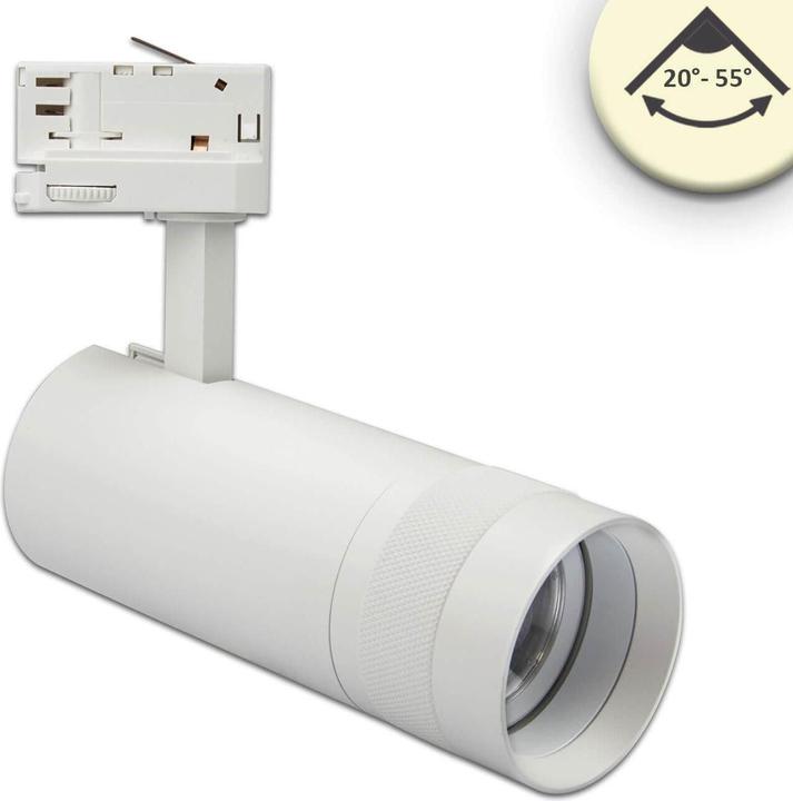 Actual product image Isoled 3-PH track spotlight, focusable, 24W, 20°-55°, matt white, 3000K