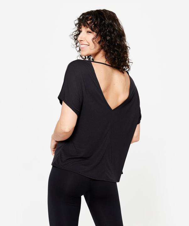 Actual product image Domyos Dance shirt ladies short sleeve flowing modern dance - black (XS)