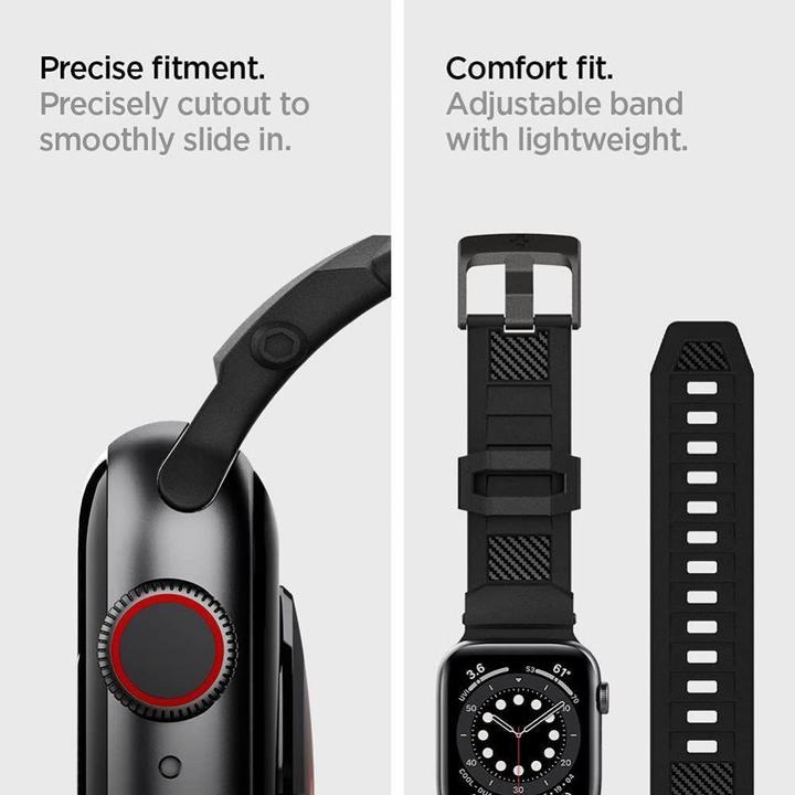 Actual product image Spigen RUGGED BAND Apple Watch 4/5/6/7/8/SE (38/40/41MM) MATTE BLACK (38 mm, 40 mm, 41 mm, Thermoplastic polyurethanes (TPU))