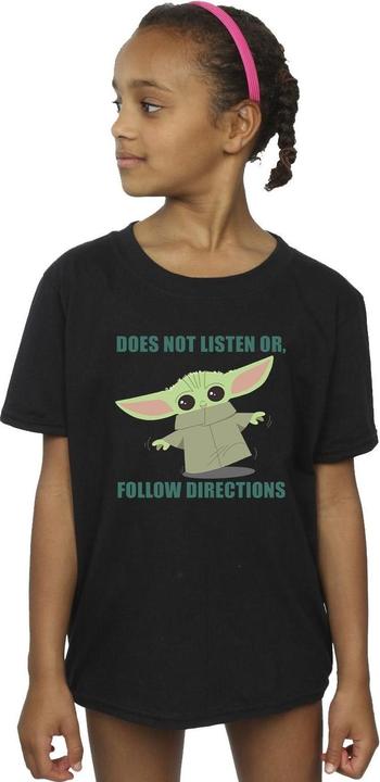 Actual product image Star Wars Girls The Mandalorian Grogu Does Not Listen Cotton T-Shirt (140, 146)