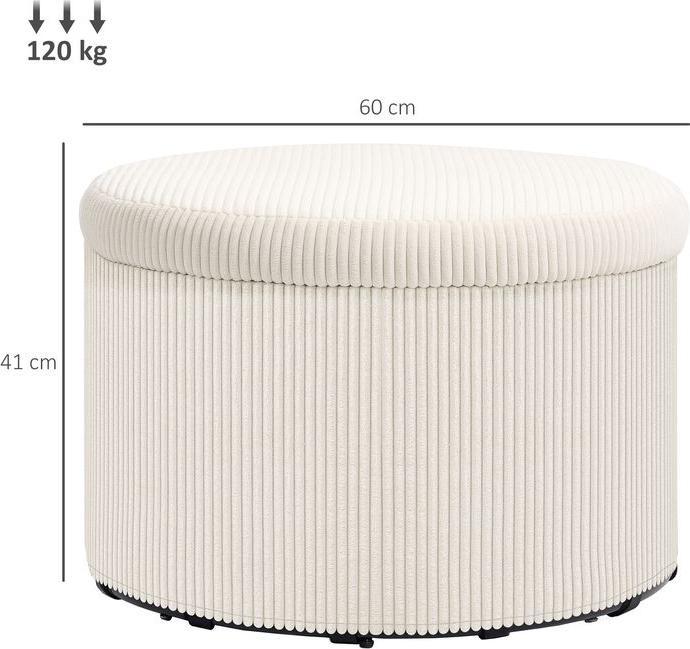Actual product image Swisshandel24 Sitzhocker mit Stauraum Hocker mit Deckel, Runder Polsterhocker für Wohnzimmer