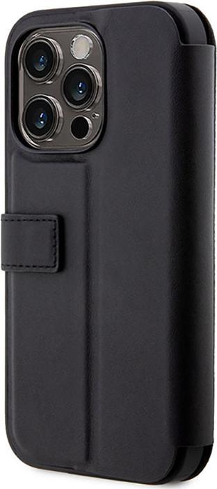 Actual product image BMW Case BMBKP14L22RVSK iPhone 14 Pro 6.1" czarny/black bookcase Leather Stamp Blue Lines (Apple iPhone 14 Pro)