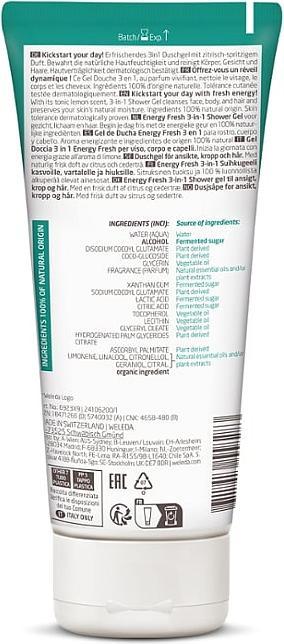 Valori nutrizionali e ingredienti Weleda Per gli uomini Energy Fresh Gel doccia 3in1 (200 ml)